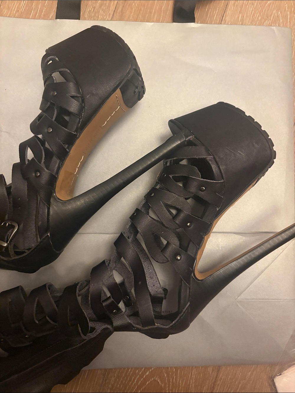 Black Samara Gladiator Sandal Platforms - Picture 7 of 8